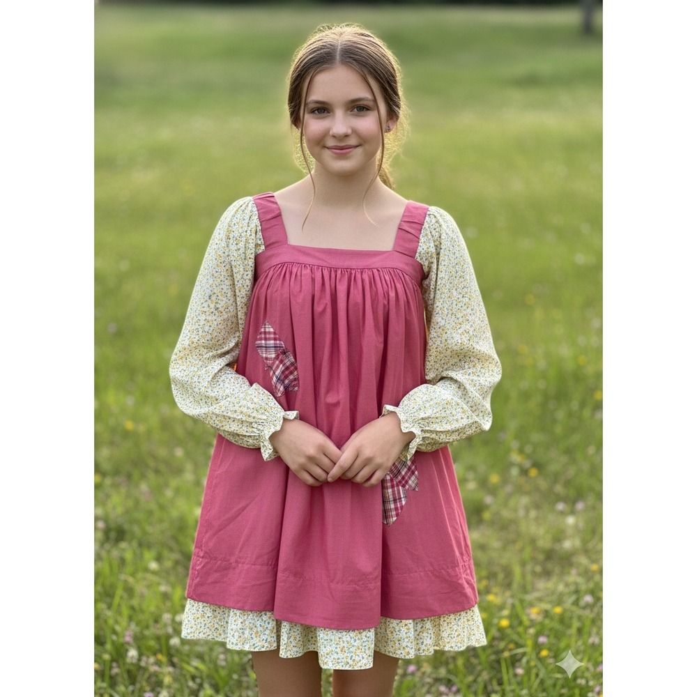 WEISSMAN SA Square Neck Pink Patchwork Floral sty… - image 1